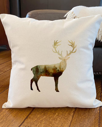 Watercolor Deer - Square Canvas Pillow
