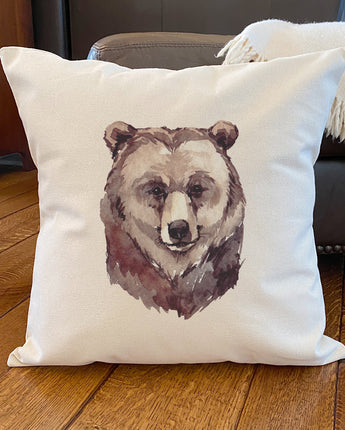 Watercolor Bear Head - Square Canvas Pillow
