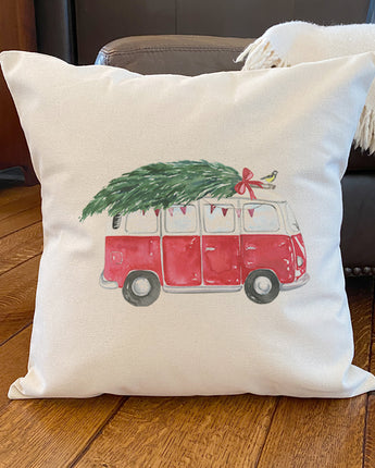 Vintage Van with Tree - Square Canvas Pillow