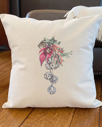 Poinsettia Bells - Square Canvas Pillow