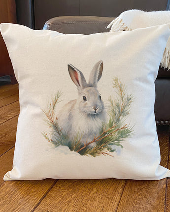 Winter Rabbit - Square Canvas Pillow