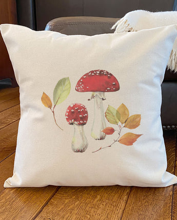 Red Capped Mushrooms - Square Canvas Pillow