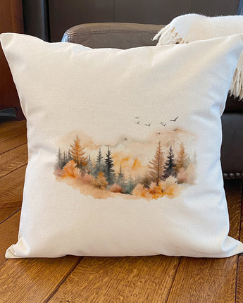Warm Watercolor Mountains - Square Canvas Pillow
