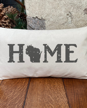 Distressed Home w/ State - Rectangular Canvas Pillow