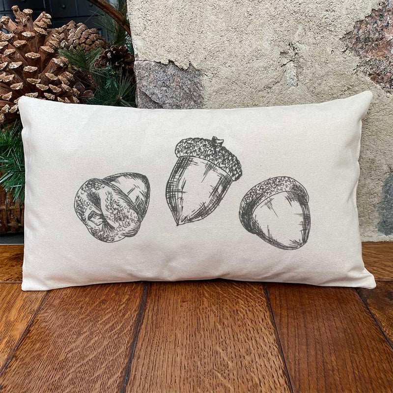 Hand Drawn Acorns - Rectangular Canvas Pillow