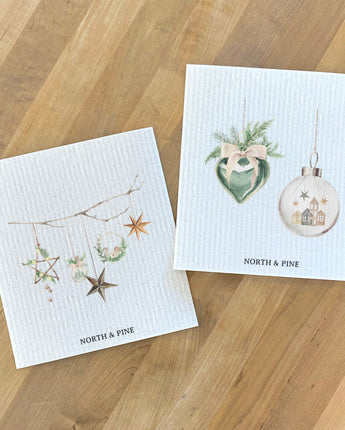 Set of Festive Branch and Greenery Ornaments 2pk - Swedish Dish Cloth
