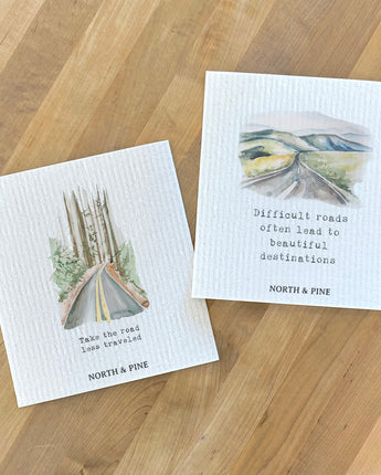 Beautiful Destinations, Road Less Traveled - 2pk Swedish Dish Cloth