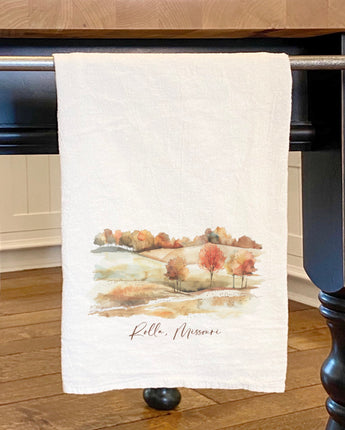 Fall Rolling Hills - Custom Cotton Tea Towel
