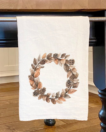 Pinecone Wreath - Autumn Cotton Tea Towel