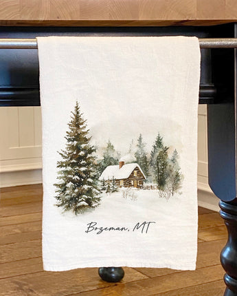 Winter Retreat - Custom Cotton Tea Towel