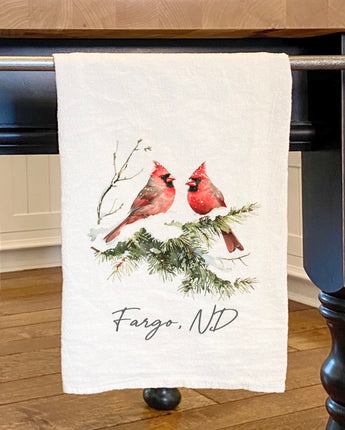 Winter Cardinals - Custom Cotton Tea Towel