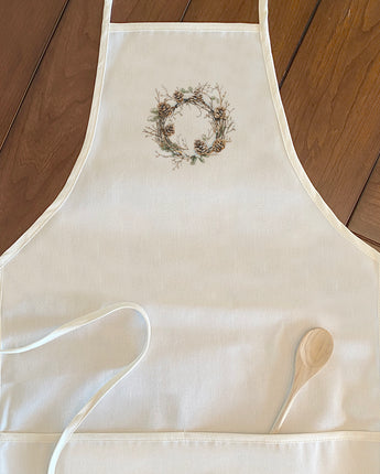 Rustic Pinecone Wreath - Winter Customizable Women's Apron