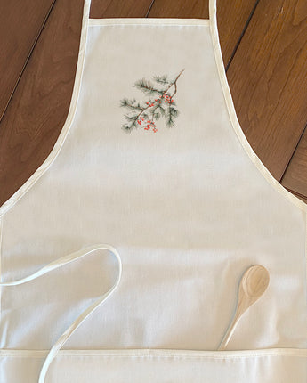 Rustic Frosted Pine and Berry - Customizable Women's Apron