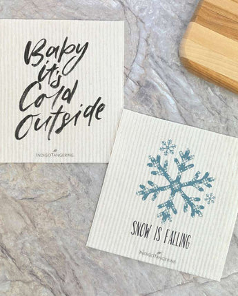 Baby It's Cold Outside, Snow is Falling 2 pk - Swedish Dish Cloth
