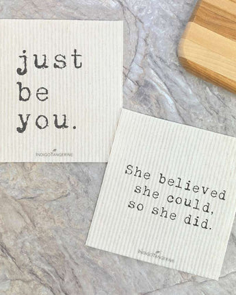 Just Be You, She Believed 2 pk - Swedish Dish Cloth