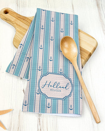 Anchors - Custom Waffle Weave Towel