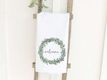 Welcome Boxwood Wreath - Cotton Tea Towel