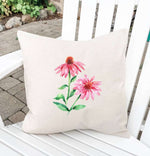 Pink Coneflower - Square Canvas Pillow