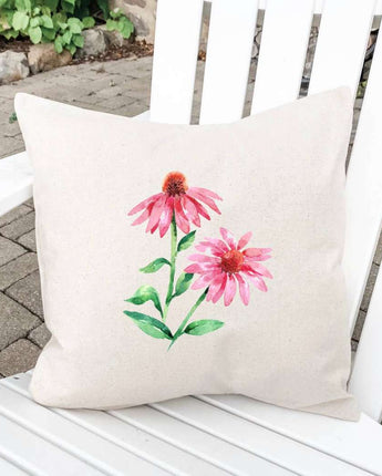Pink Coneflower - Square Canvas Pillow