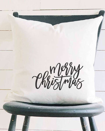 Merry Christmas script - Square Canvas Pillow