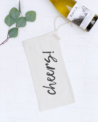 Cheers! - Canvas Wine Bag