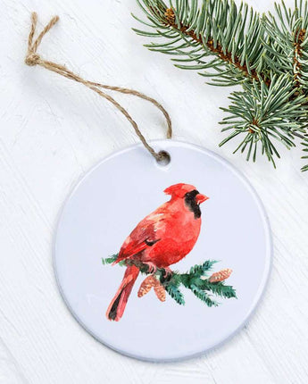 Cardinal on Evergreen Branch - Ornament