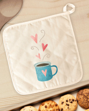 Valentine Pot Holder - Cotton Quilted Terry Cloth Heat Resistant Kitchen Hot Pad 8x8