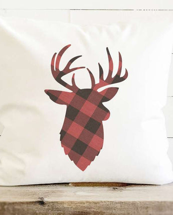 Red Plaid Buck - Square Canvas Pillow