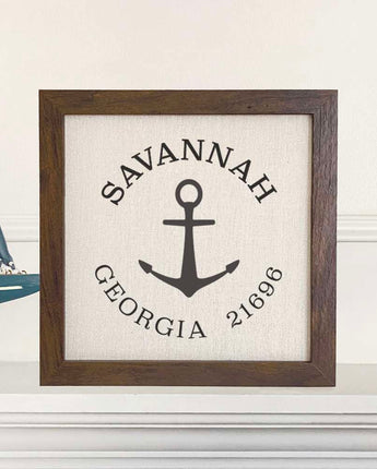 Anchor w/ City and State - Framed Sign