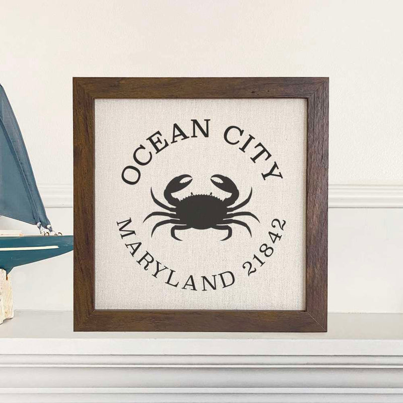 Crab w/ City and State - Framed Sign
