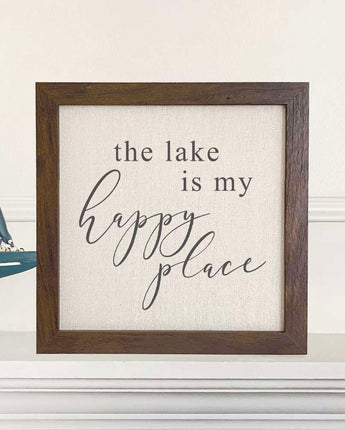 The Lake is My Happy Place - Framed Sign