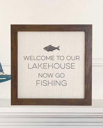 Welcome Lakehouse (Fish) - Framed Sign