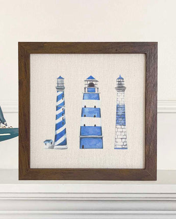 Blue Lighthouses - Framed Sign